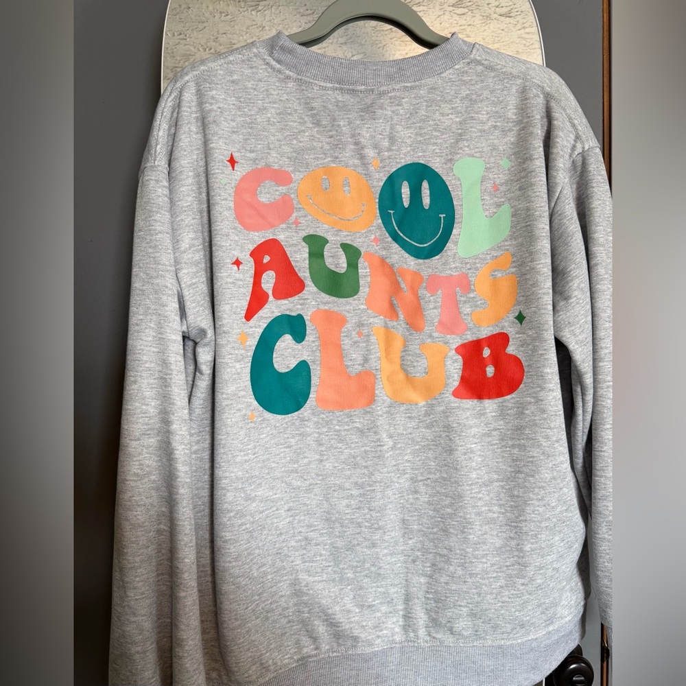 Cool Aunts Club Sweatshirt - Gray with Multicolor Print